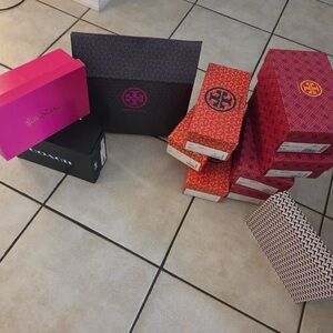 Assortment of EMPTY Tory Burch, Coach, and Lilly Pulitzer boxes